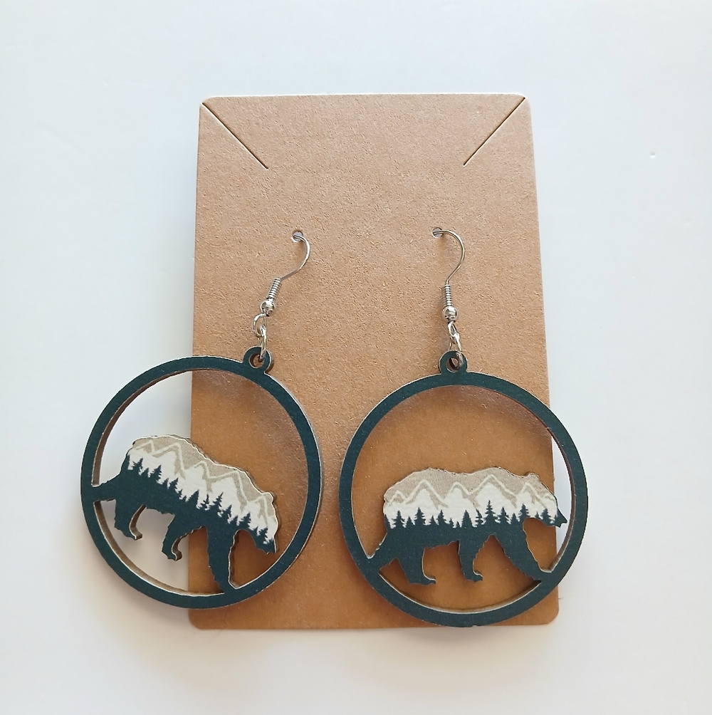 Fashion Jewelry Black and Cream Bear Earrings